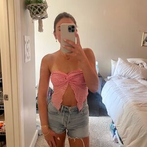 Pink Strapless Women Top